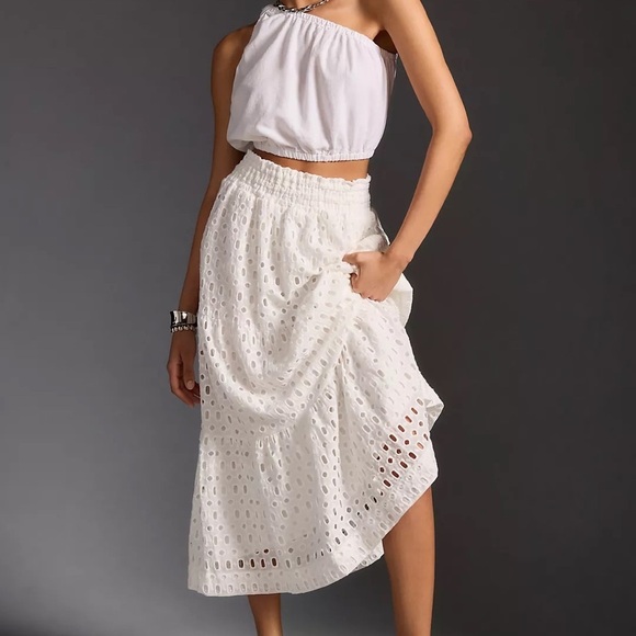 NWT Anthropologie Somerset White Eyelet Maxi Skirt Xl - Picture 2 of 7